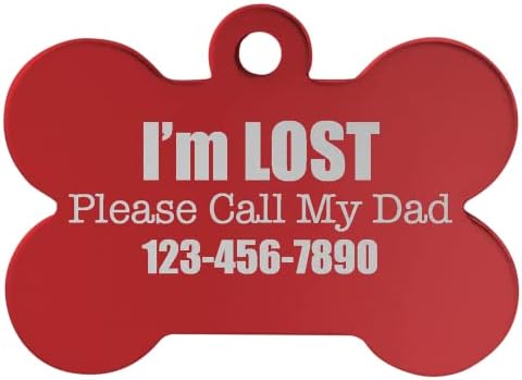 Signature Custom Laser Engraved Anodized Aluminum Pet ID Tags (Pink, Bone 1 1/2" x 1")