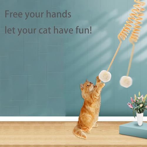 2pcs Hanging Plush Cat Toy Ball,Self-Play Hanging Stretchable Cat Spring with Bell,Hanging Cat Toy,Interactive Cat Toys for Indoor Cats Play Chase Exercise (Pink & Grey)