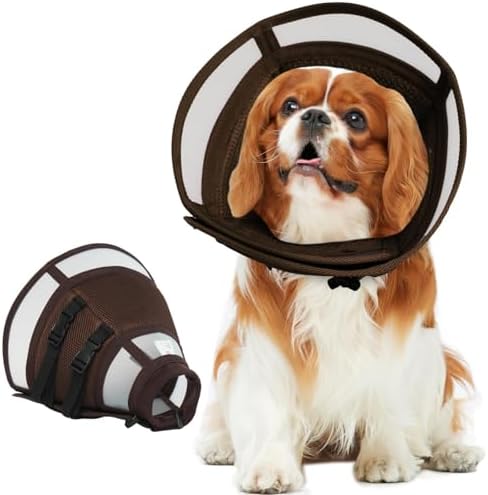 Elizabethan Collar for Dogs, Soft Dog Cone for Small Dogs, Brown, M