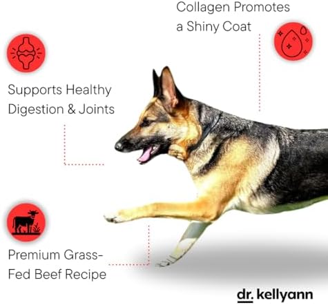 Dr. Kellyann Bone Broth Meal Topper for Dogs | Grass-Fed Beef Recipe | 3g Collagen | Supports Healthy Digestion & Joints | Shiny Coat | Grain Free | 6.60 oz