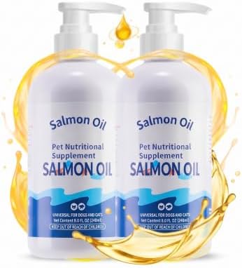 Salmon Oil Supplement for Dogs and Cats, Omega 3 Fish Oil Supports Skin, Coat & Joint Health, 8.5 fl oz