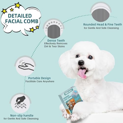 PET Facial Grooming Comb，Stress-free Tear Stain Remover for Dogs & Cats