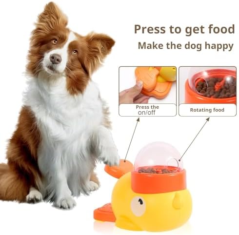 2-in-1 Dog Interactive Slow Feeder Bowls & Food Puzzle Toy, Duck-Shaped Dog Treat Dispenser Anti-Gulping Bowl for Healthy Eating & IQ Training (Yellow)