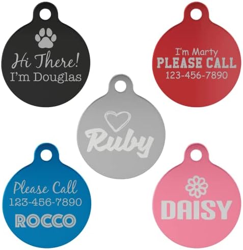 Signature Custom Laser Engraved Anodized Aluminum Pet ID Tags (Silver, Round 1 1/4")