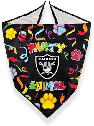 NFL LAS Vegas Raiders Dog Birthday Party Set 9pcs with 1 Football Bandana Small/Medium, 1 Banner, 1 Birthday Cake Toy & 6 B-Day Balloons, Dog Birthday Set, Costume, Fun Doggie Pawty Accesories