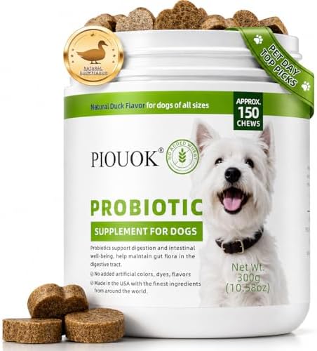 150 PCS Probiotics for Dogs, Dog Probiotics for Digestive Health and Diarrhea, Allergies & Immune Support Dog Probiotic Supplement, Daily Probiotics for All Dogs, Natural Duck Flavor