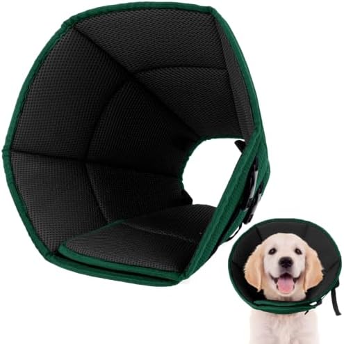 Allroaring Breathable Medium Dog Cone, Comfy Cone After Surgery Green M