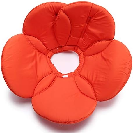 Dog Cone E-Collar Flower Soft Elizabethan Waterproof Grooming Recovery Protective Adjustable Collar for Puppy Small Medium Dogs (S Neck:9-11in, Orange)