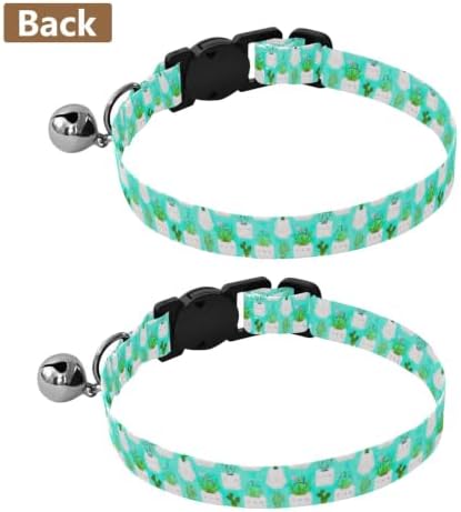 Cute Cacti Succulents Cat Bell Collar 2 Pack Pet Collar Adjustable Length 10.6" to 17.1"