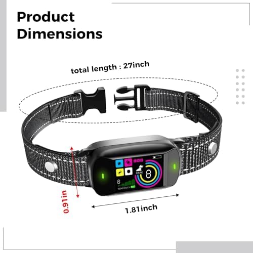 Dog Bark Collar for Small Dogs, Smart Vibration Training Collar, Color Screen Display, Reflective Nylon Strap, Adjustable Sensitivity, IP67 Waterproof, Rechargeable