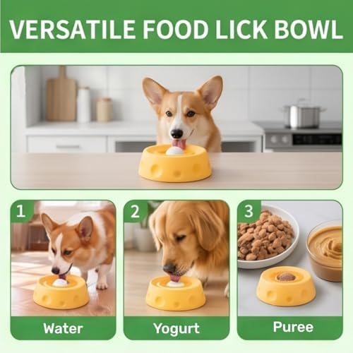 Slow Feeder Dog Bowl with Roll Ball, Slow Down pet Eating,Lick Toys, Black