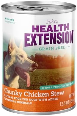 Health Extension Chunky Chicken Stew Grain-Free Wet Dog Food, 12.5 oz – Protein-Rich Recipe, Hydration Support, Ideal for All Breeds (Case of 12 Cans)