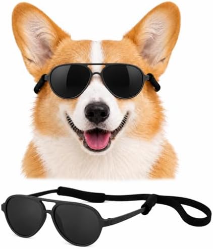 G010 Dog Pet Costume Prop Aviator Sunglasses Medium Breeds 20-40 lbs (Matte Black)