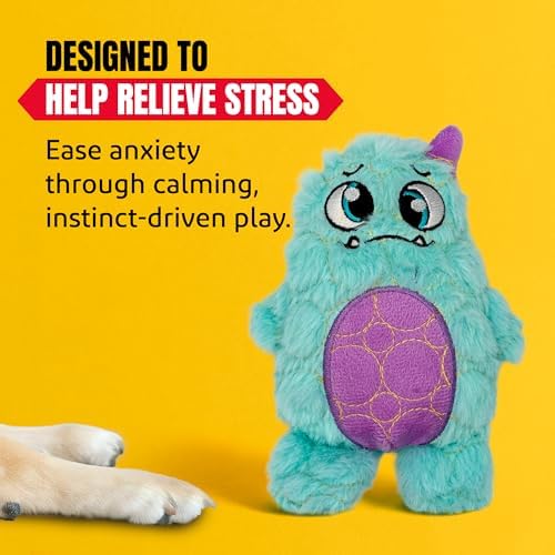 Bite Force - Durable & Strong Dog Toy Light Blue Monster with Squeaker, Kevlar-Reinforced for Aggressive Chewers.