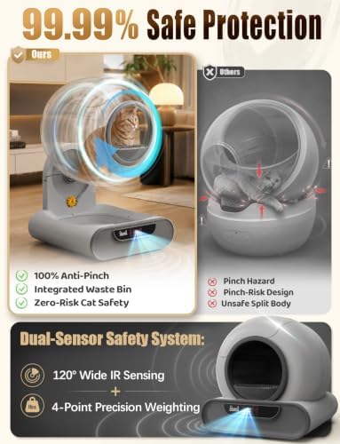 Anti-Pinch Feature 70L Automatic Cat Litter Box Self Cleaning Litter Box