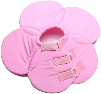 Dog Collar, Pet Cone E-Collar Flower Soft Elizabethan Waterproof Grooming Recovery Protecive Adjustable Collar for Puppy Small Medium Dogs (L Neck:13-15in, Pink)