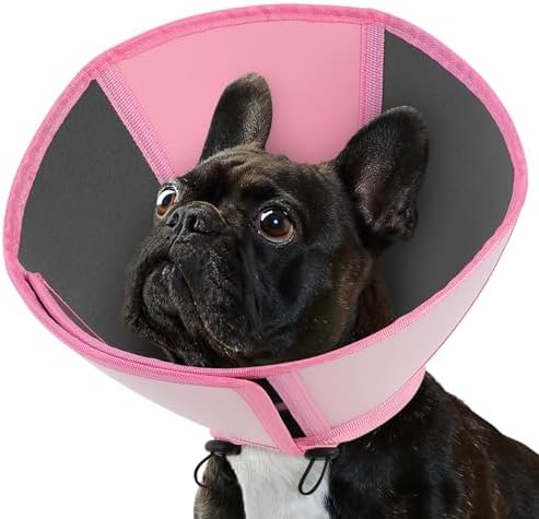 Queenmore Dog Cones for Medium Dogs, Soft Dog Cone, Cone for Dogs After Surgery, Adjustable Recovery Collar for Wound Healing, Comfortable Pet E-Collar to Stop Licking (Light Pink,M)