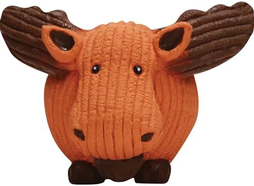 HuggleHounds Ruff-Tex Latex Ball Dog Toy - Dog Toys Rubber, Puppy Toys, Puppy Essentials, Heavy Duty Squeaky Ball for Small, Medium & Large Dogs, All Breeds - Morris Moose, Large