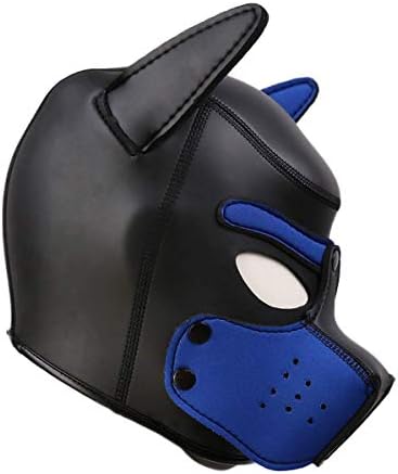 Adults Neoprene Puppy Hood Mask, Cosplay Dog Full Face Pup Hood Mask for Role Play and Costume Parties