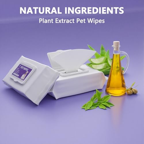 Pet Wipes, Alcohol-Free, Fragrance-Free, Hypoallergenic, for Cleaning and Grooming Dogs and Cats Paws, Face and Hips (80 Wipes)