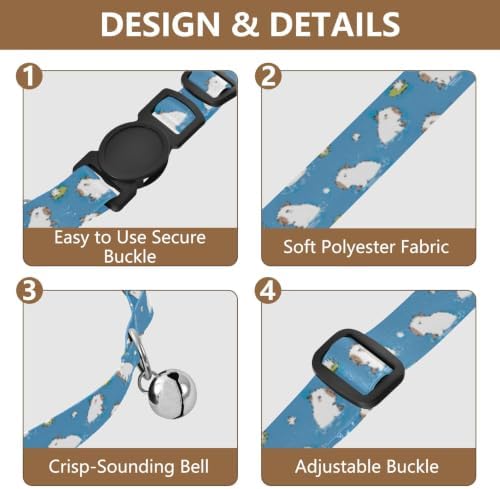 Cute Cartoon Capybaras Blue Metal Bell Included Small Dog Collar 2 Pack Collar for Kitten