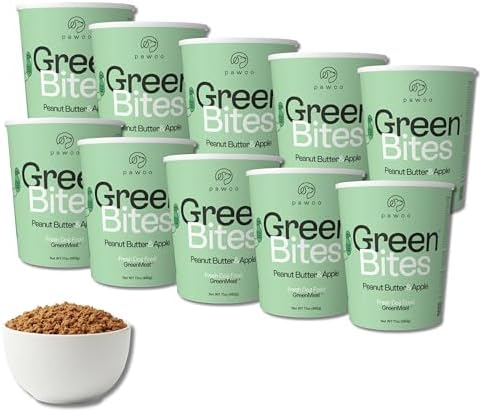PawCo Fresh Dog Food – Supports Energy, Digestion & Overall Health – Peanut Butter & Apple Recipe with Sweet Potato, Flaxseed, Omega-3 & Probiotics – GreenBites – Pack of 10 x 17oz