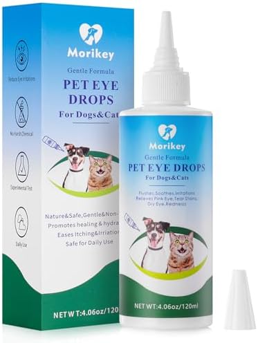 Pet Eye Drops,Gentle&Safe Dog Eye Drop for Infection,Relieve Eyes Itching & Irritation,Remove Tear Stains,Safe for All Animals, 4.06oz,120ml