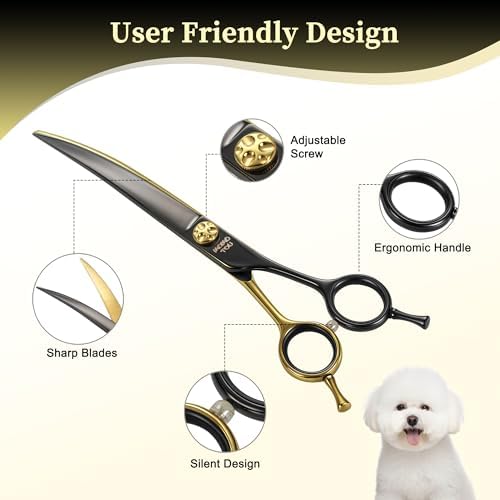 7'' Curved Dog Grooming Scissors CNC 440C Blades