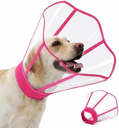 Soft Neck Pad-Hard Plastic Dog Surgery Recovery Cone Collar for Large Dogs