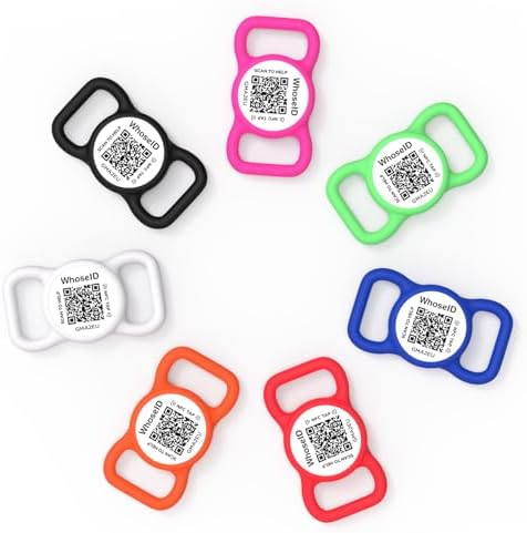 QR Code Dog Tag with NFC, Personalized Pet ID Tag, Silent Silicone Dog ID Tag, Modifiable Pet Online Profile, Multiple Emergency Contact, Scan QR Code Send GPS Location Email (Small, Rose)