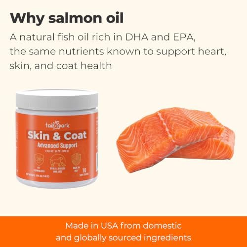 Skin and Coat Supplement Omega 3 for Dogs, Salmon Fish Oil Itchy Skin Chews