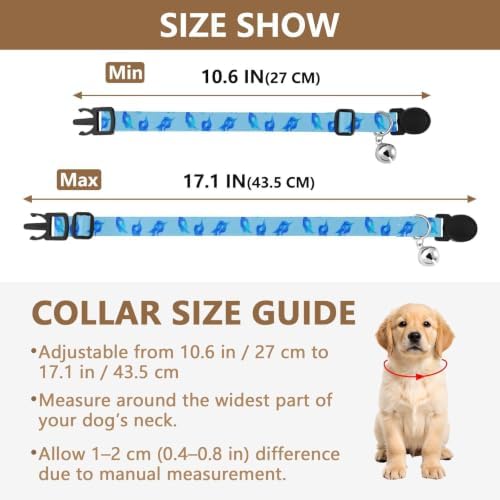 Blue Flame Flowing Small Dog Collar 2 Pack Collar for Kitten Adjustable 10.6 to 17.1 Inches