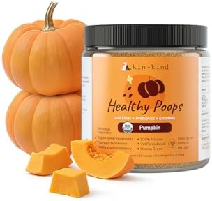 kin+kind Healthy Poops – USDA Organic Pumpkin Powder for Dogs and Cats – Prebiotic Pumpkin Powder, Supports Probiotic Activity – 4 oz