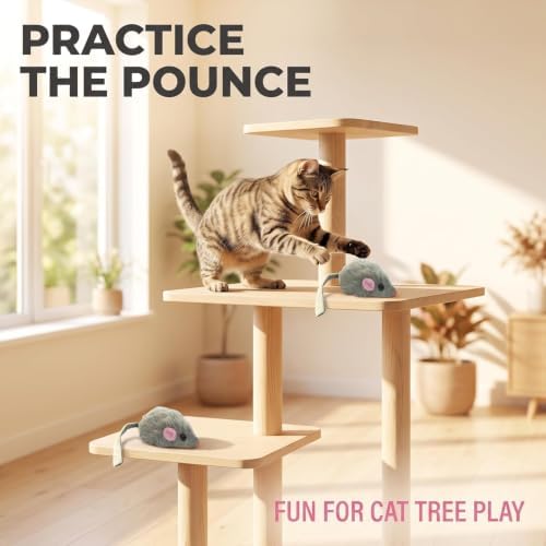 9Pcs Gray Fur Rattle Mouse Cat, Interactive Pet Play Mice, Animal for Cats, Pet Supplies
