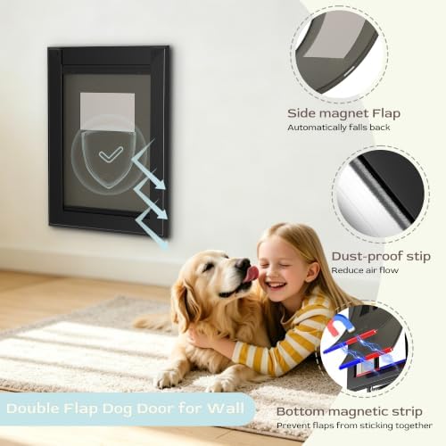 Medium Heavy Duty Dog Door for Wall, Energy Efficient Dog Door