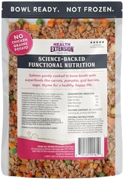 Health Extension Gently Cooked Grain-Free Salmon Dog Food, Human-Grade & Shelf-Stable with Superfoods, Supports Digestion, Immunity, Skin & Coat, 9 oz Pouch (Pack of 5)