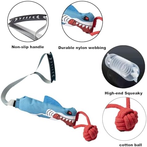 Shark Tug of War Dog Toy, 2026 New Squeaky Dog Tug Toy, Interactive Shark DogToys, Sharks Dog Tug Toy with Squeaker & Rope Knot, for Medium to Large Dogs (Shark)