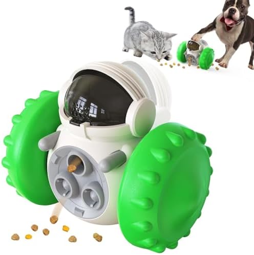 Dog Toy Treat Dispensing, Toys for Dogs, Natural Rubber Puzzle Toys, Tough Toy Treat Dispenser for All Type of Dogs, Innovative Robo Shaped Toy (Green)