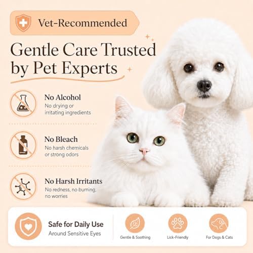 Tear Stain Remover Balm for Dogs & Cats with Soft Brush, Gentle Eye Area Care for White Fur Pets, Helps Clean Brown Marks, 1 oz