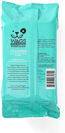 Wags & Wiggles Hypoallergenic Dog Wipes for Sensitive Skin, Fragrance Free Waterless Cleansing Towelettes for Paws Face Body & Rear, No SLS DEA Parabens, 100 Count - 2 Pack