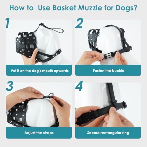 ROZKITCH Soft PU Leather Dog Muzzles for Large Dogs, Breathable Dog Mouth Guard to Stop Biting Barking Grooming Chewing Wildlife Scavenging for Mesocephaly Breeds for Pit Bull Rottweiler XL