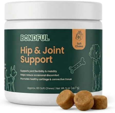 Hip and Joint Supplement for Dogs with Glucosamine, 60 Soft Chews