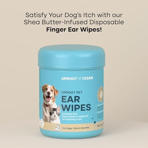 Uproot Clean Cat & Dog Ear Cleaner Finger Wipes: Natural, Disposable, 50ct
