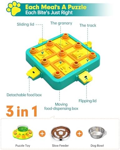 Dog Puzzle Toy Mental Stimulation - Level 3 in 1 Dogs Food Puzzles Toys, Dog Treat Puzzle Feeder (Advanced-Blue Board)