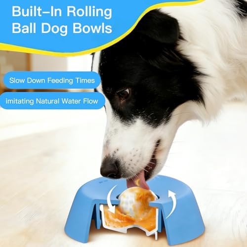 180ml Slow Feeder Dog Bowl for Liquids with Rolling Ball – Interactive Anti-Choke Lick Bowl for Wet Food, Water & Treats, Non-Slip Slow Feed Toy for Dogs & Cats (Black)