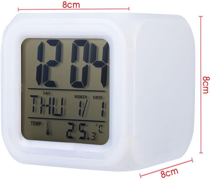 7 Colors LED Alarm Clock Digital Thermometer Alarm Clock Night Light for Kids Bedroom Home Decor French Bulldog Puppy