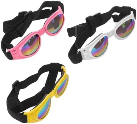 3pcs Foldable Dog Goggles with Nonslip Adjustable Strap and Windproof Plastic Lens for Medium Breeds, Fashionable Pet Sunglasses for Driving and Outdoor Activities