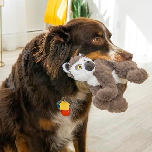 KONG Scampers Wildlife Plush Dog Toy with Low Tone Squeaker (Lemur/Red Panda Combo)