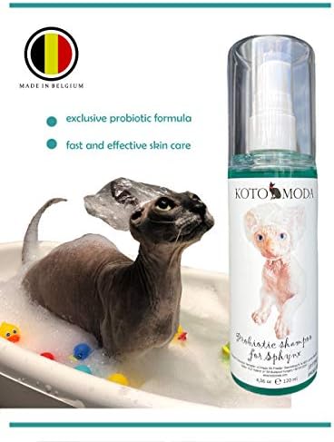 Probiotic Shampoo + Foam Dispenser Kit for Sphynx Cats, Gentle Unscented pH-Balanced Cleanser for Hairless and Short-Hair Breeds with Sensitive Skin, 4.06 fl oz / 120 ml