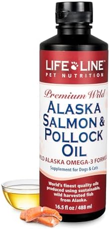 Life Line Pet Nutrition Wild Alaska Salmon & Pollock Oil - Omega 3 Supplement for Dogs and Cats in All Life Stages, 16.5 Fl Oz